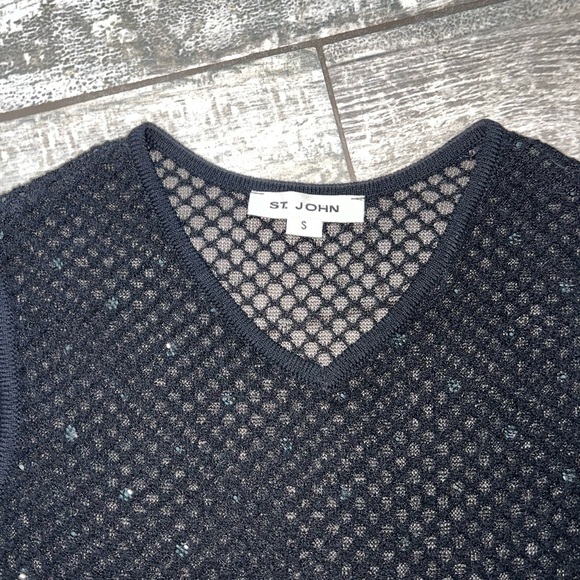 St. John mesh sleeveless top. Black with rhinestone accents. Size S. - Picture 4 of 11
